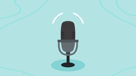 animación de dispositivos profesionales de micrófono de podcast