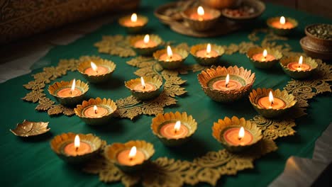 arreglo de velas de diwali