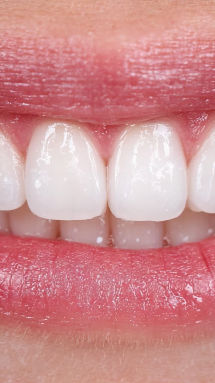 Close-Up of Bright and Healthy Smiles Showcasing Perfectly Aligned Teeth and Glossy Lips in a Stunning Dental Aesthetic Presentation