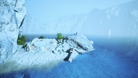 beautiful serene coastline in indonesia during early morning calm waters