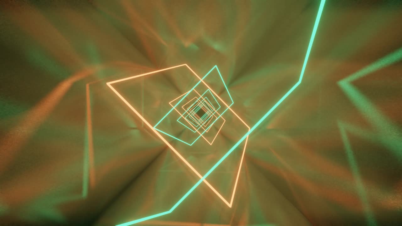 3d renderizar fondo futurista con luz ultravioleta fluorescente en el interior. animación de bucle sin costuras con líneas de neón brillantes. iluminación moderna de colores avanzando dentro de un túnel sin fin