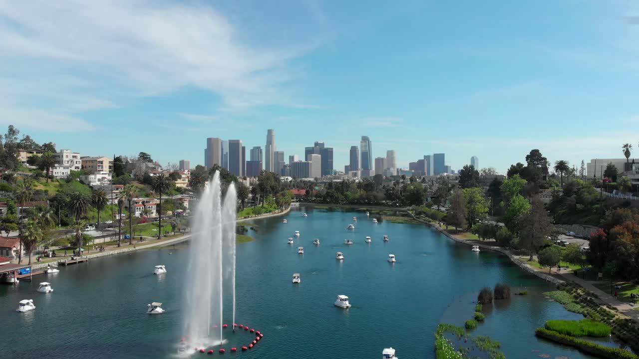 Downtown Los Angeles Echo Park from the air (drone view)