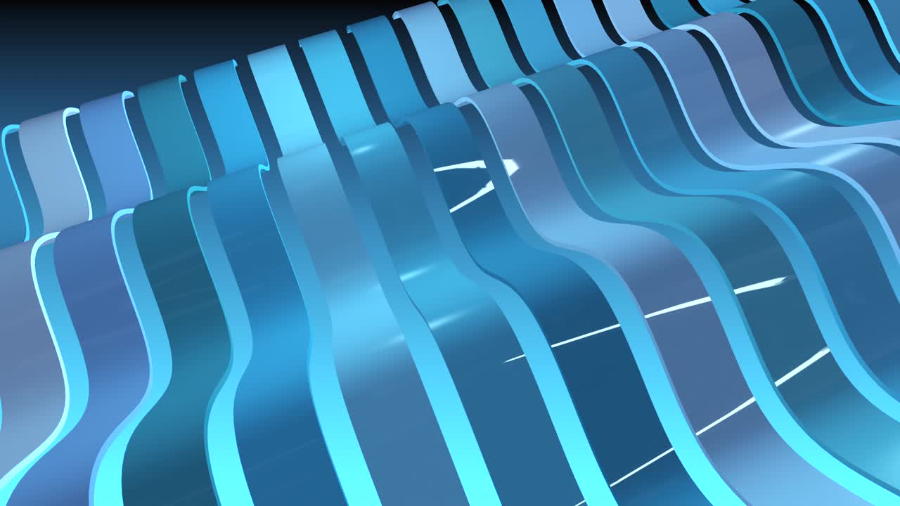 파동의 움직임과 반사와 함께 다채로운 줄무의 행. 3d 배경.