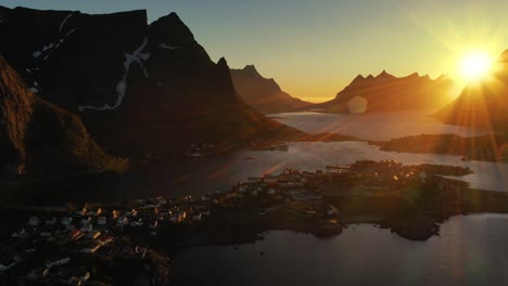 evening sunset lofoten islands norway. reine lofoten is an archipelago in the county of nordland, norway.