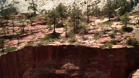 tomas completas de drones cinematográficos que capturan los intrincados detalles de las formaciones rocosas rojas en el parque nacional de sión