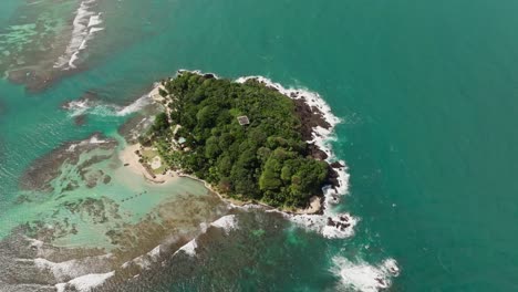 high view drone footage from an island in the caribbean