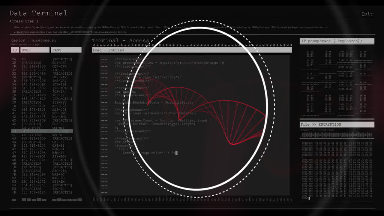 과학 데이터, dna 스트랜드 및 바이너리 코딩을 애니메이션으로 처리합니다.