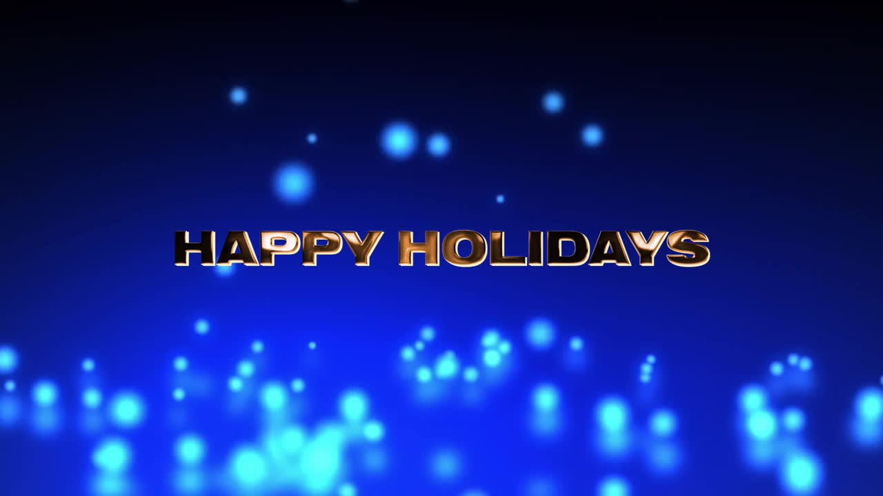 검은 바탕에 밝은 반점 위에 행복한 휴일 텍스트의 애니메이션