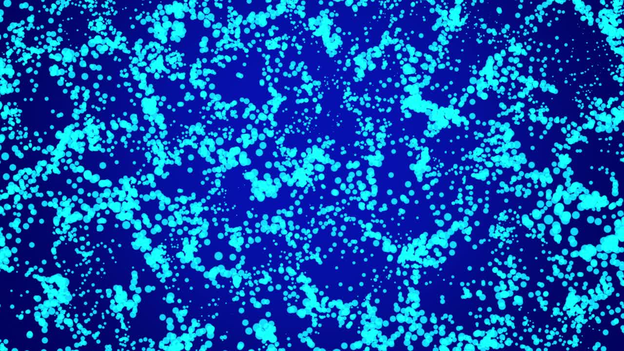 abstract blue background of many moving round particles