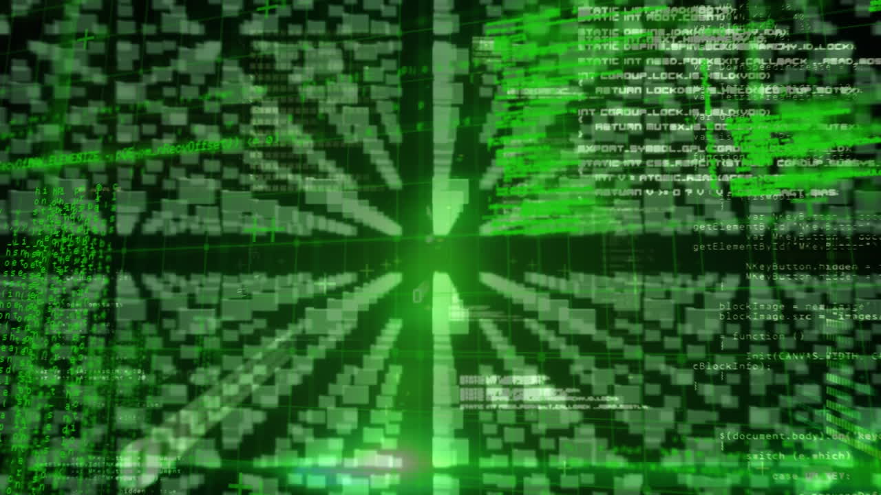 animación del procesamiento de datos y del bloqueo de seguridad en línea sobre la red