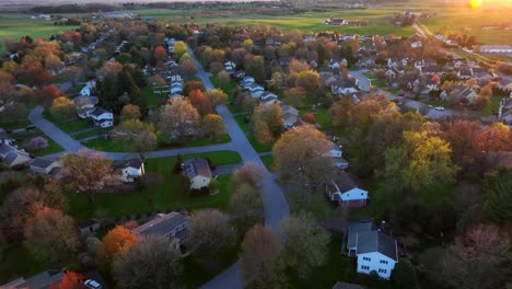 Colorful-trees-during-golden-hour-in-American-suburb-neighborhood