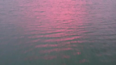 drone shot over lake michigan at sunset