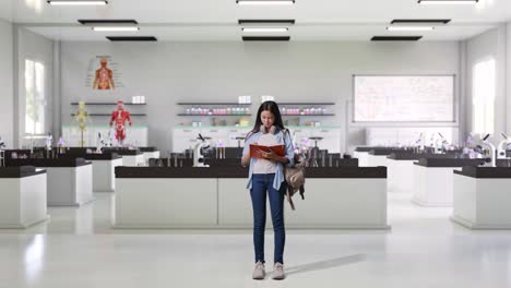 estudiante en un laboratorio de ciencias