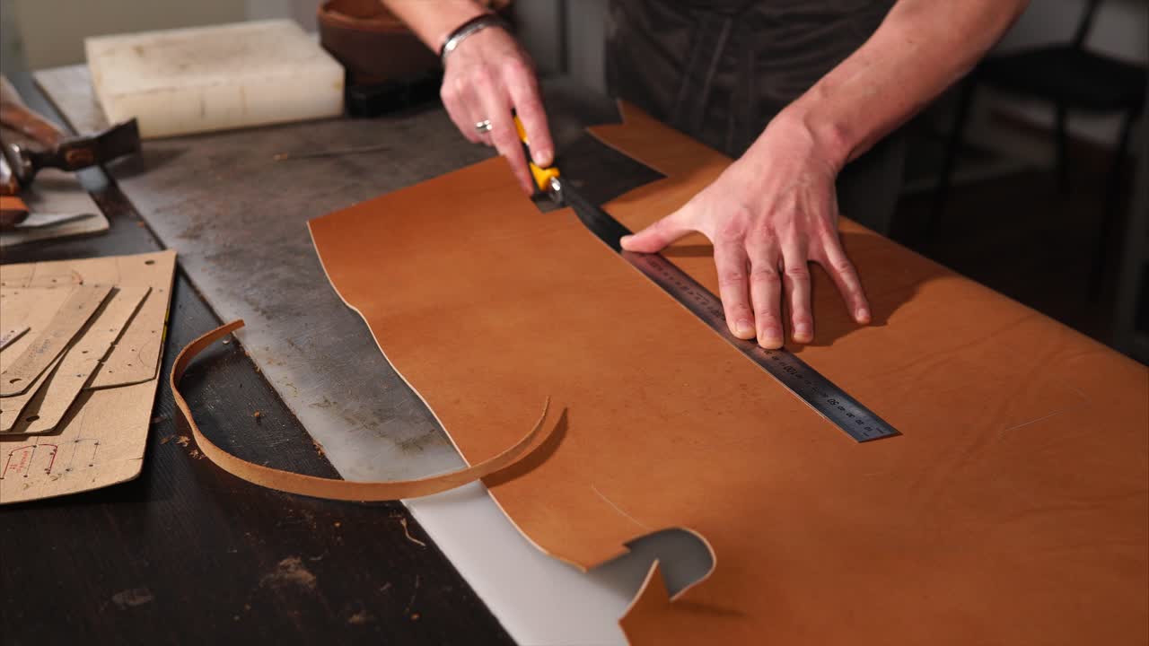 Leather Craftsman Cutting Leather