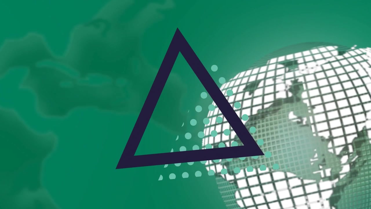 Rotating Digital Globe with Geometric Triangle Overlay