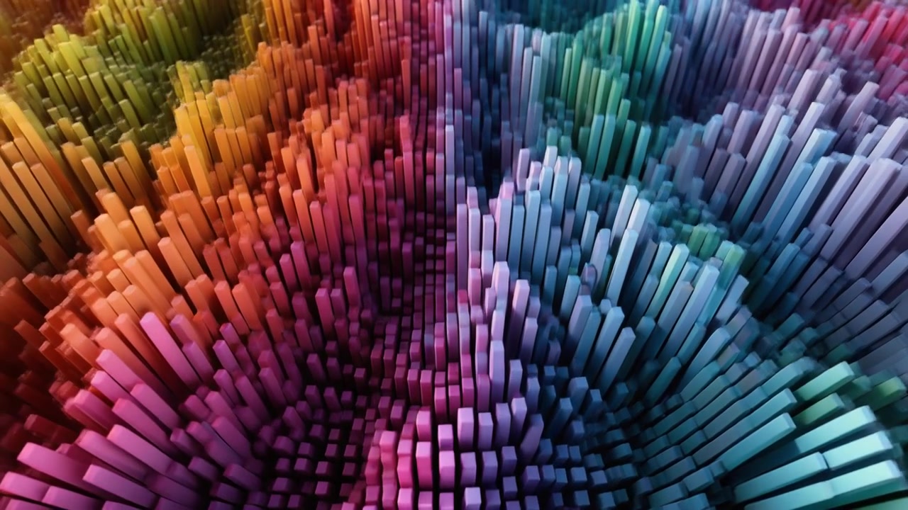 Abstract 3D Motion Background with Colorful Moving Pillars