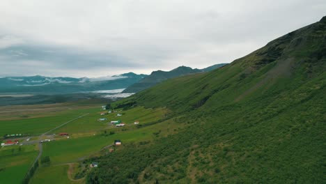 green hills of iceland, aerial view