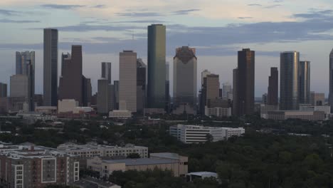 Aerial-view-of-downtown-Houston-at-night