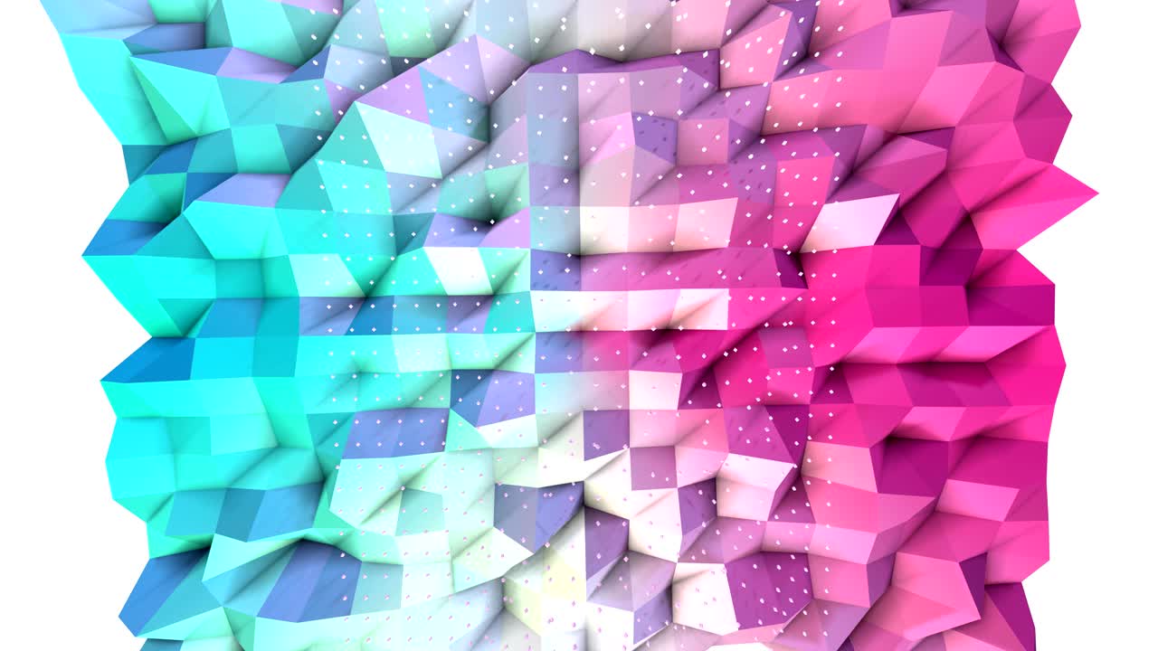 추상적인 단순한 파란색, 분홍색, 낮은 폴리 3d 표면과 날아다니는 색 크리스탈을 미래의 배경으로. 순수한 푸른 분홍색 다각형의 부드러운 기하학 저 폴리 배경.