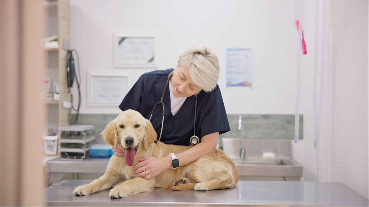 Trust, dog and woman or vet with stethoscope