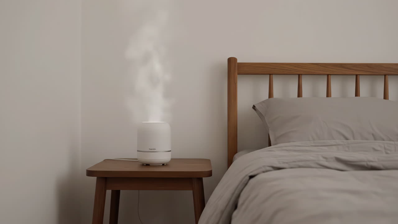 Humidifier in a minimalist bedroom setting