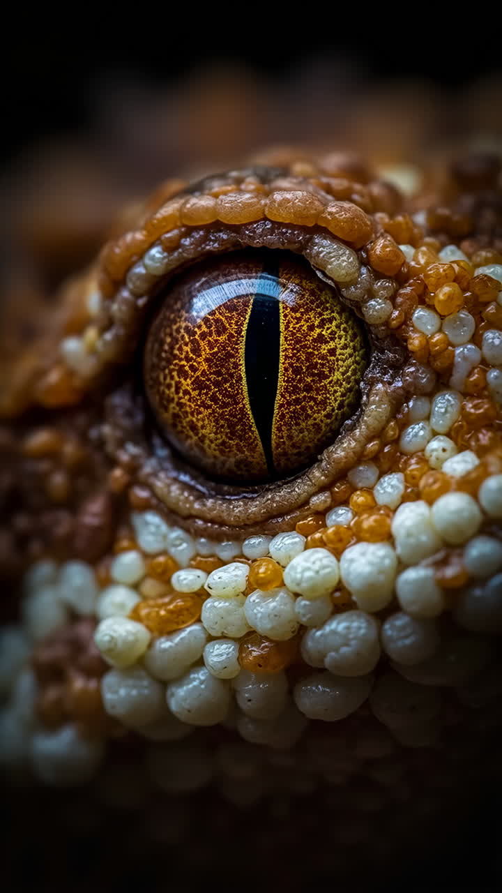 Macro Close-up of a Reptile's Eye and Textured Skin