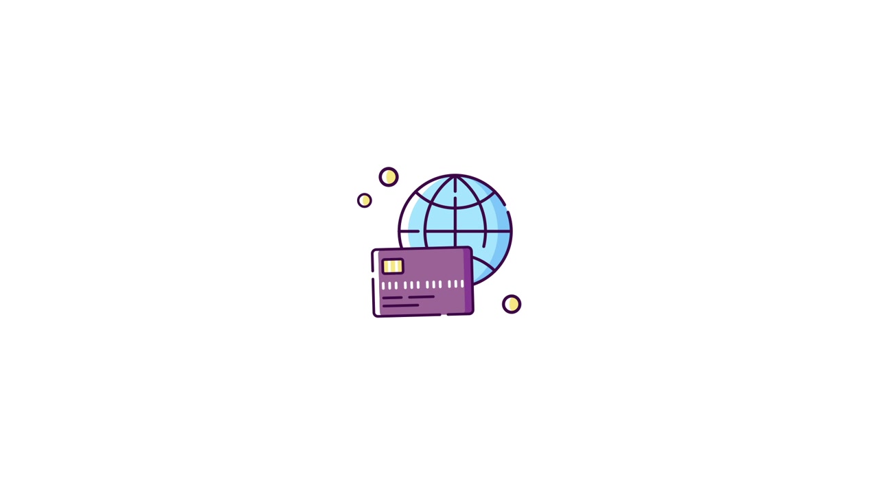Animated Globe and Credit Card for Global Online Payment