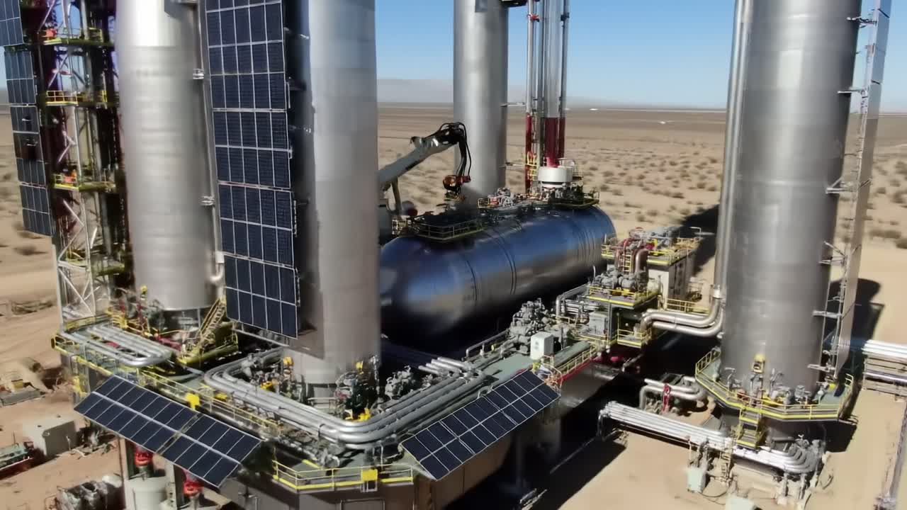 State-of-the-Art Solar Energy Facility Showcasing Advanced Technology for Sustainable Energy Production in a Desert Landscape