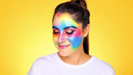 woman with colorful face paint