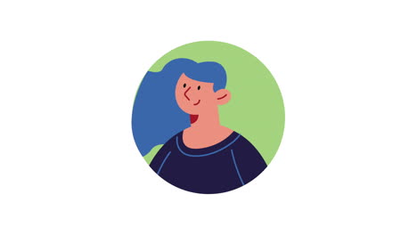 frau mit blauen haaren, animationsfigur