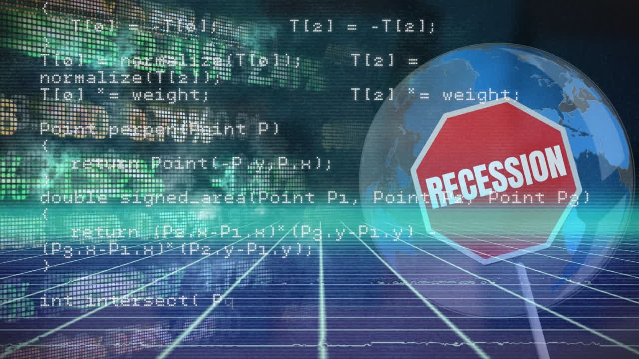 어두운 배경에 지구와 그리드에 대한 데이터 처리의 애니메이션