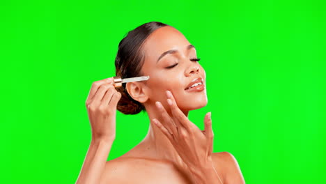 beauty, skincare and woman with serum in pipette