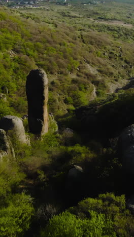 mountainous landscape with rocks and trees