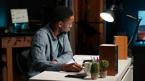 financial consultant writing capital allocation details from the archives