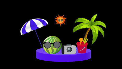 summer-travel-animation-vacations-Tourism-concept-essential-items-for-journey-with-Alpha-Channel.