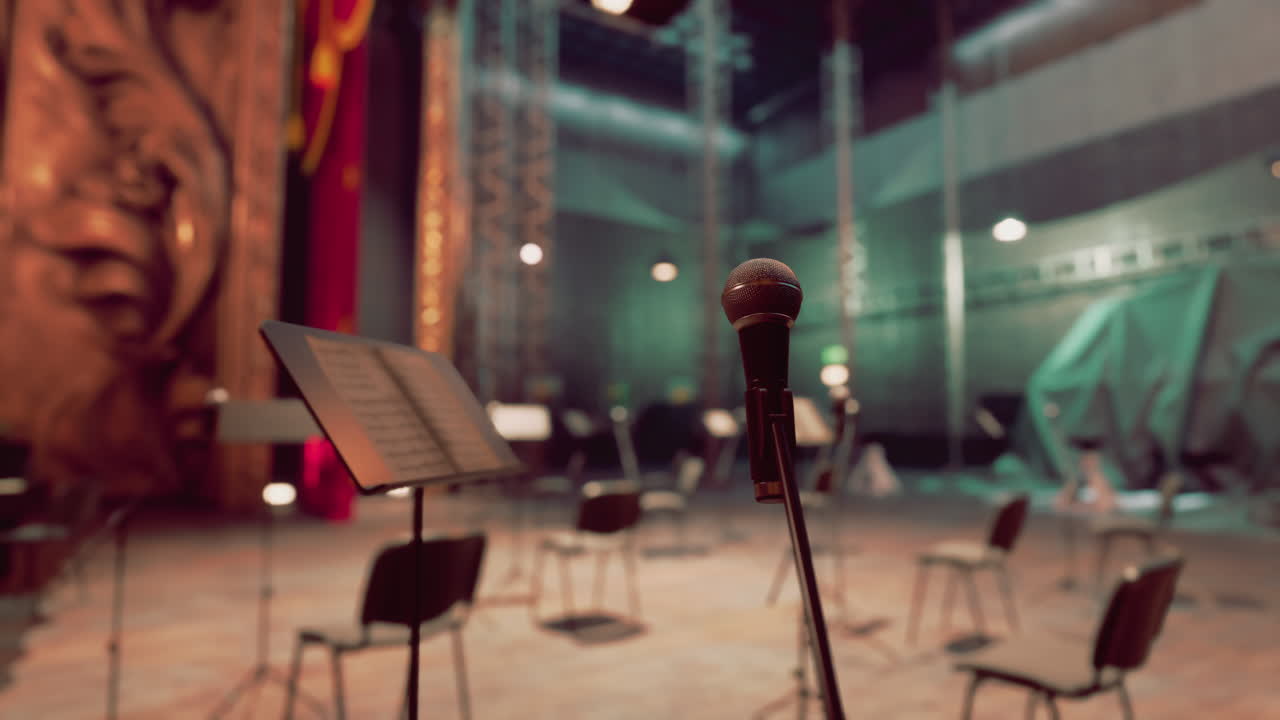 escenario vacío con micrófono