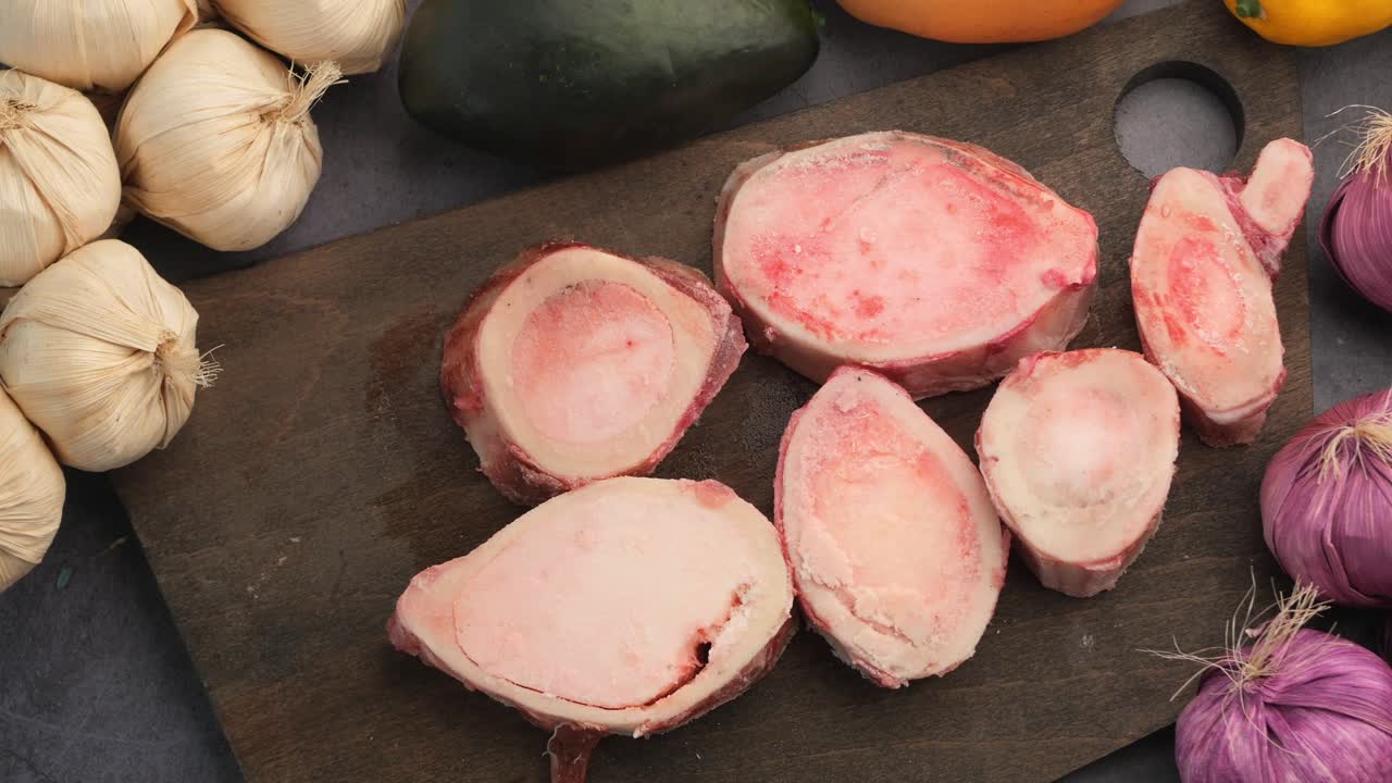 Raw Beef Bones for Broth Preparation with Vegetables