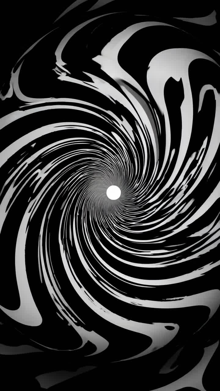 Motivo a spirale astratto in bianco e nero con un effetto ipnotico, visto dall'alto