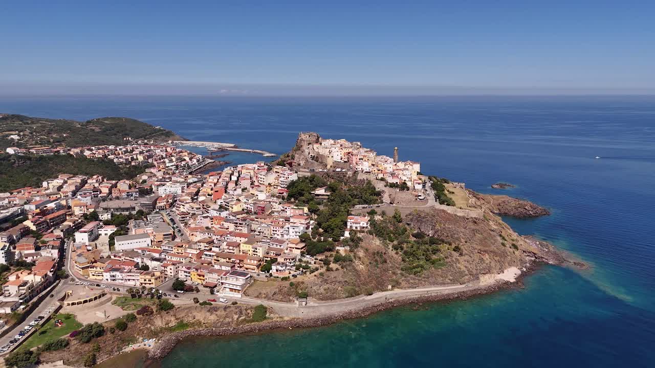 Scenic aerial view of Castelsardo's coastline in sunny Sardinia, Italy