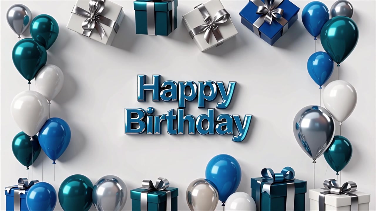 Sfondo di compleanno con palloncini e regali