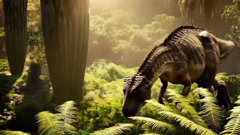 dinosaurio en una jungla prehistórica