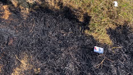 fire from cigarette burnt grain crops into ashes