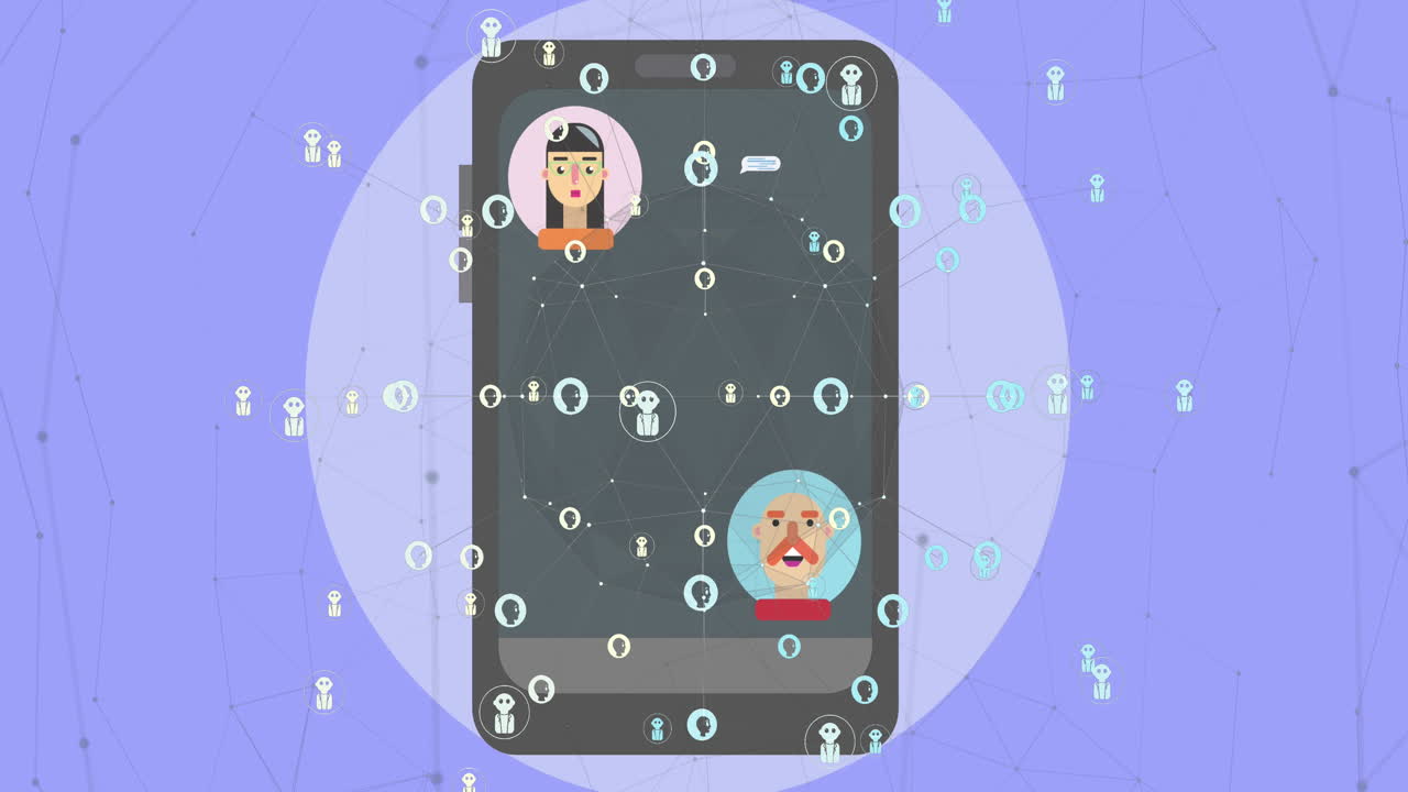 animación de chat en el teléfono inteligente y la red ai