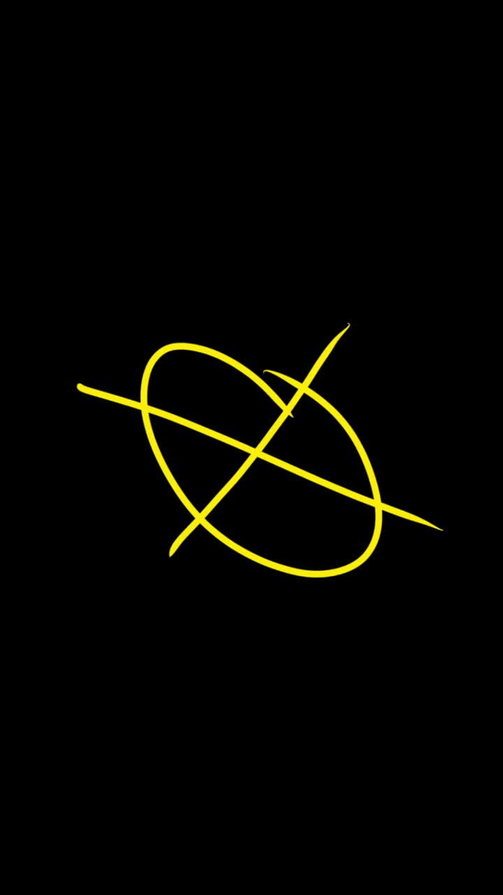 Dynamic Abstract Yellow Symbol Animation on Black Background