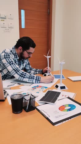 creative engineer brainstorming ideas for a new green project