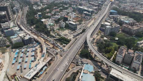 aerial footage shows heavy traffic on the central silk board junction, a road junction in bangalore