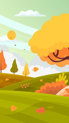 Eine-Animation-Einer-Herbstlandschaft-Im-Flat-Design