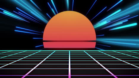 animación de pantalla de videojuego con metaverso de neón patten en fondo negro