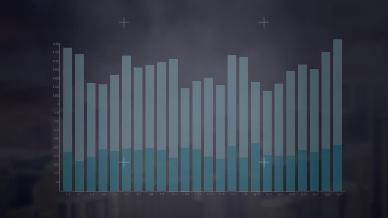 Animation of data processing over cityscape