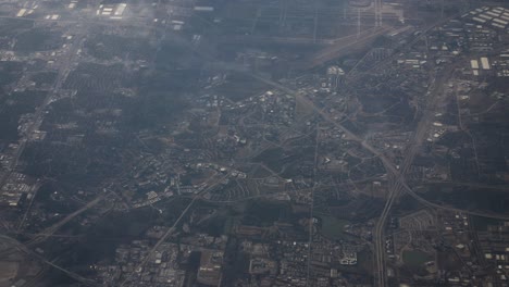 aerial view from airplane of united states city